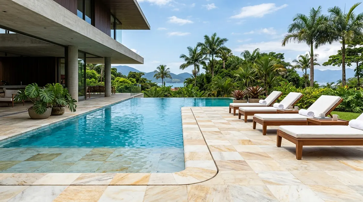 São Tomé aplicada em Deck & Borda Piscina